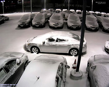 Actual view from surveillance area of new car lot. Video Surveillance Cameras from Video Surveillance Systems LLC
